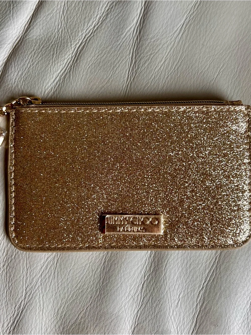 Jimmy Choo Parfums Gold Glitter Coin Purse Credit Card Pouch